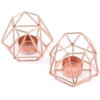 MoYouno Juego de 2 Piezas de Soporte de luz de té de Metal- candelabro Decorativo de Hierro Hueco- Adorno para el hogar…